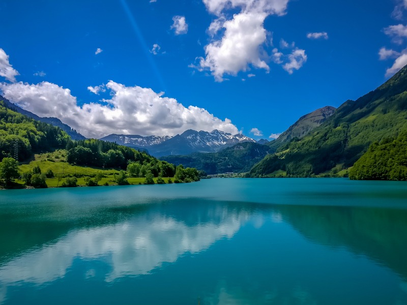 blue lake in switzerland